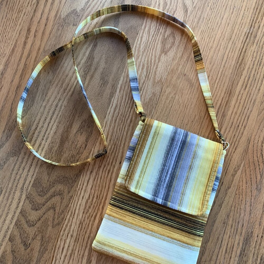 Handcrafted Gold/Yellow Metallic Striped Crossbody Bag  -  NEW!